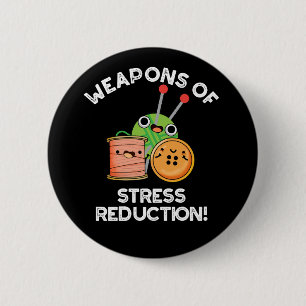 Badge Rond 5 Cm Armes De Stress Réduction Drôle Tricot Dark BG