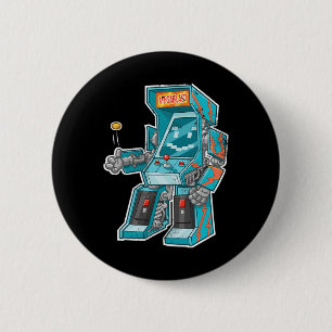 Badge Rond 5 Cm Armoire de jeu vidéo Bot avec joystick déguisé