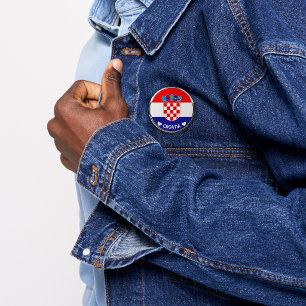 Badge Rond 5 Cm Armoiries croates   Hrvatski grb avec texte
