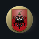 Badge Rond 5 Cm Armoiries de l'Albanie<br><div class="desc">Symbole albanais aigle double tête motif patriotique</div>