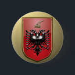 Badge Rond 5 Cm Armoiries de l'Albanie<br><div class="desc">Symbole albanais aigle double tête motif patriotique</div>