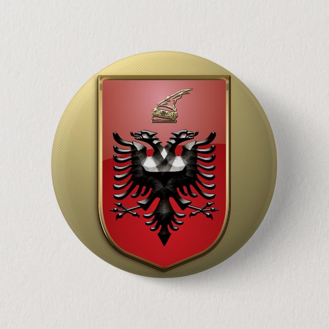 Badge Rond 5 Cm Armoiries de l'Albanie (Devant)