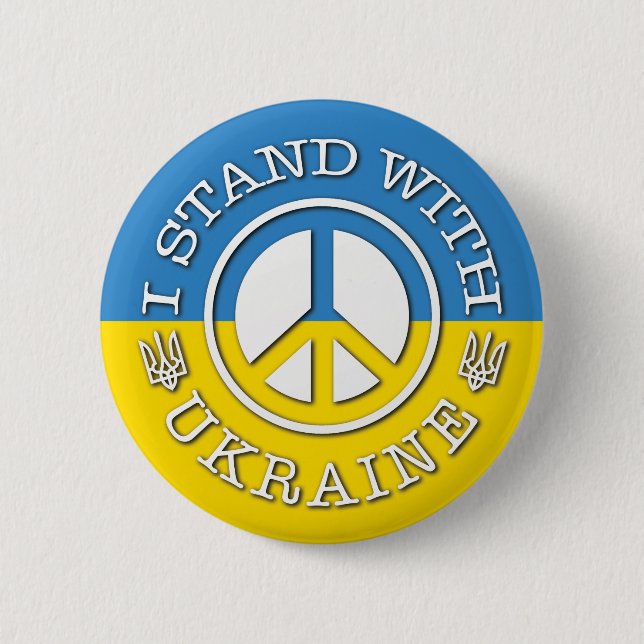 Badge Rond 5 Cm Armoiries de l'Ukraine Drapeau Bleu jaune Bouton d (Devant)
