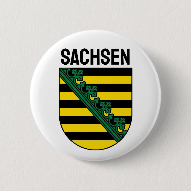 Badge Rond 5 Cm Armoiries de Sachsen (Saxe), ALLEMANDE (Devant)
