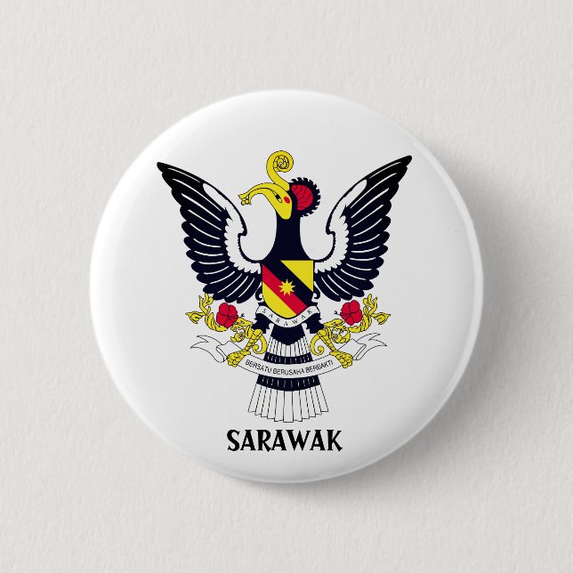 Badge Rond 5 Cm Armoiries de Sarawak - MALAISIE (Devant)
