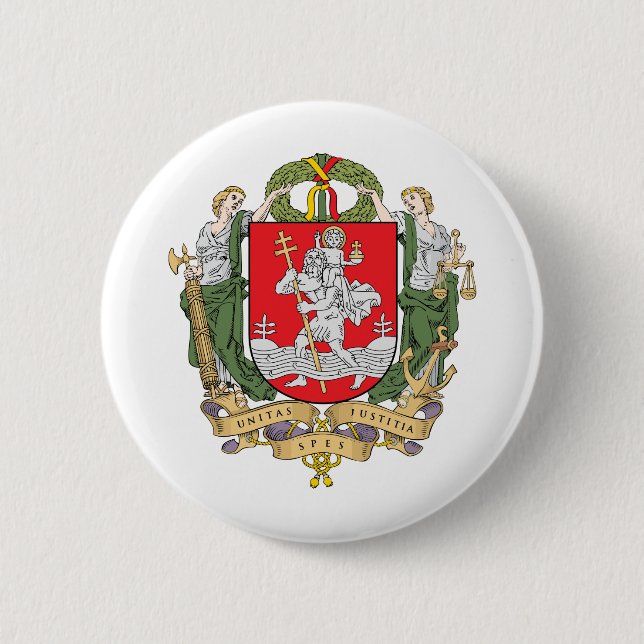 Badge Rond 5 Cm Armoiries de Vilnius, Bouton de Lituanie (Devant)