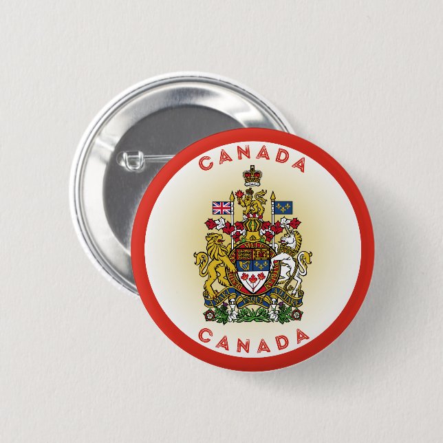Badge Rond 5 Cm Armoiries du Canada Forme du cercle (Devant & derrière)