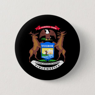Badge Rond 5 Cm Armoiries du Michigan