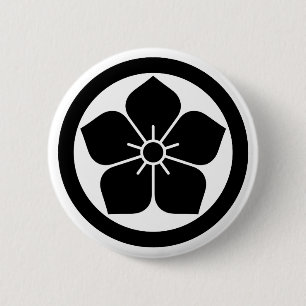 Badge Rond 5 Cm [Armoiries familiales] Fleur de kikyo à l'intérieu