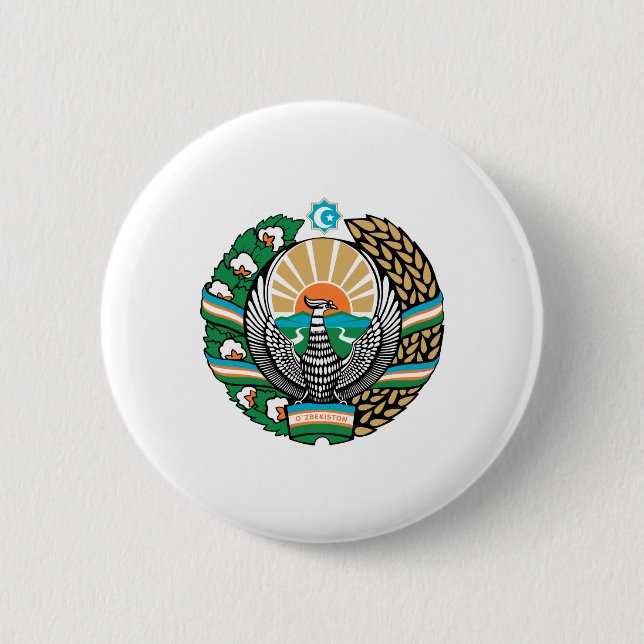 Badge Rond 5 Cm Armoiries ouzbèkes (Devant)