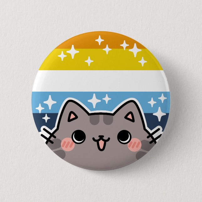 Badge Rond 5 Cm AroAce LGBT Pride Drapeau Bouton Chat (Devant)