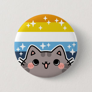 Badge Rond 5 Cm AroAce LGBT Pride Drapeau Bouton Chat