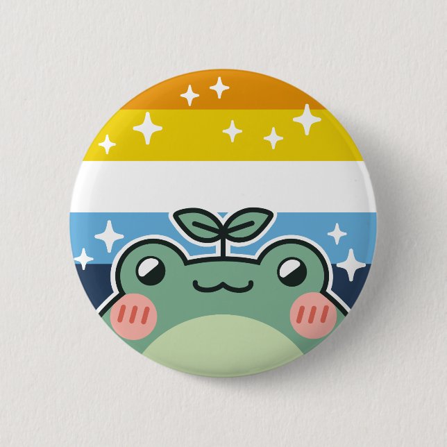 Badge Rond 5 Cm AroAce LGBT Pride Drapeau grenouille (Devant)