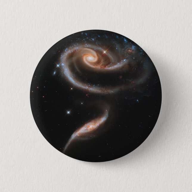 Badge Rond 5 Cm Arp 273 Galaxies Interagissant En Andromède. (Devant)