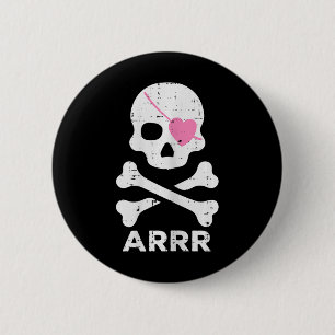 Badge Rond 5 Cm Arr Pirate Heart Eyepatch Halloween Femmes Toddler