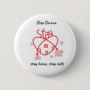 Badge Rond 5 Cm Arrêter Corona