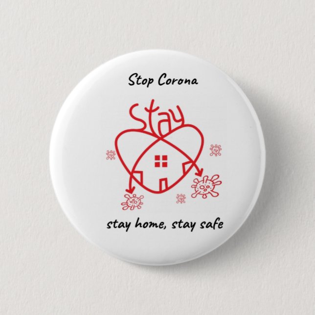 Badge Rond 5 Cm Arrêter Corona (Devant)