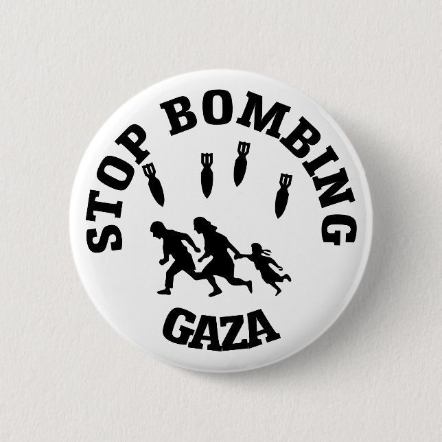 Badge Rond 5 Cm Arrêtez de bombarder Gaza (Devant)