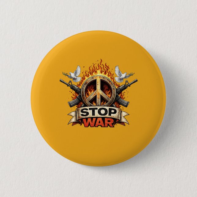 Badge Rond 5 Cm Arrêtez la guerre (Devant)