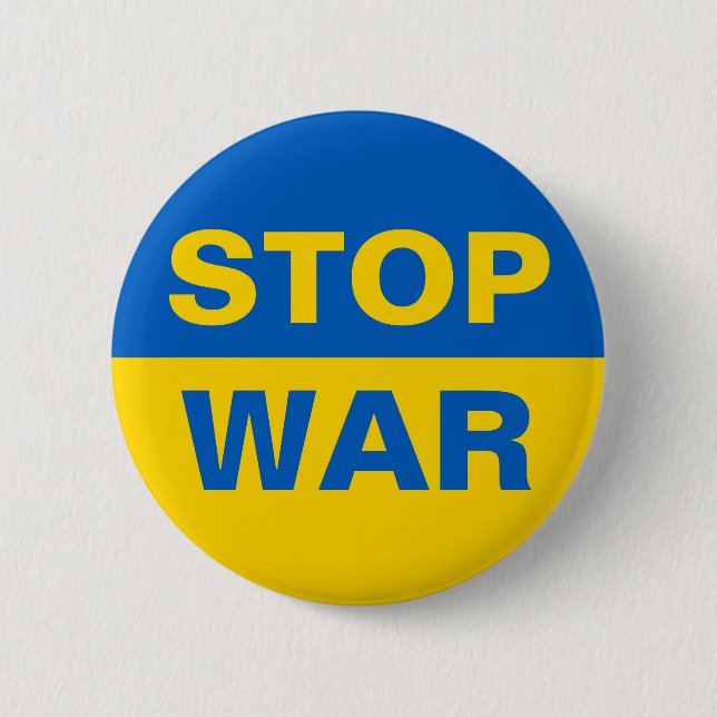 Badge Rond 5 Cm Arrêtez la guerre Ukraine ukrainienne (Devant)