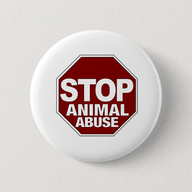 Badge Rond 5 Cm Arrêtez l'abus animal (Devant)