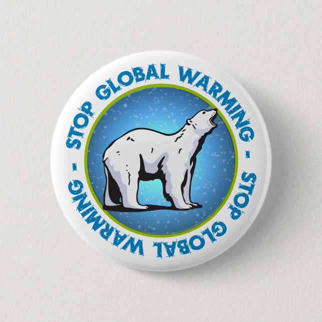 Badge Rond 5 Cm Arrêtez le réchauffement climatique (Devant)