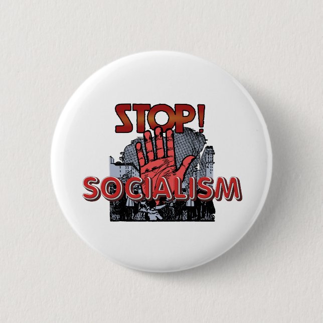 Badge Rond 5 Cm Arrêtez le socialisme (Devant)