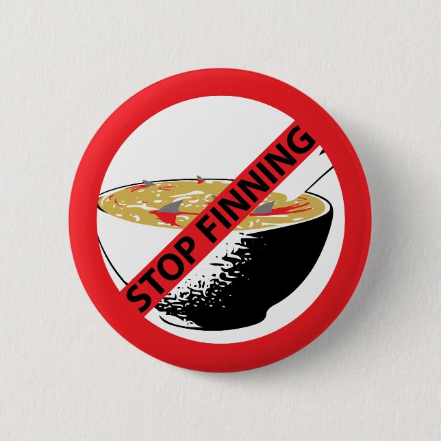 BADGE ROND 5 CM ARRÊTEZ LES REQUINS DE FINNING (Devant)