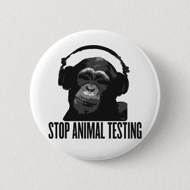 Badge Rond 5 Cm arrêtez l'expérimentation animale (Devant)