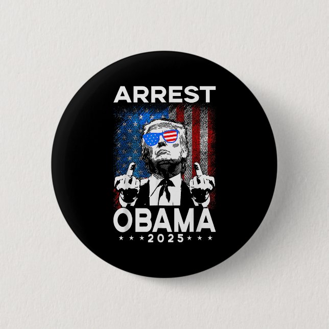 Badge Rond 5 Cm Arrêtez Obama 2025 Conception de drapeau américain (Devant)