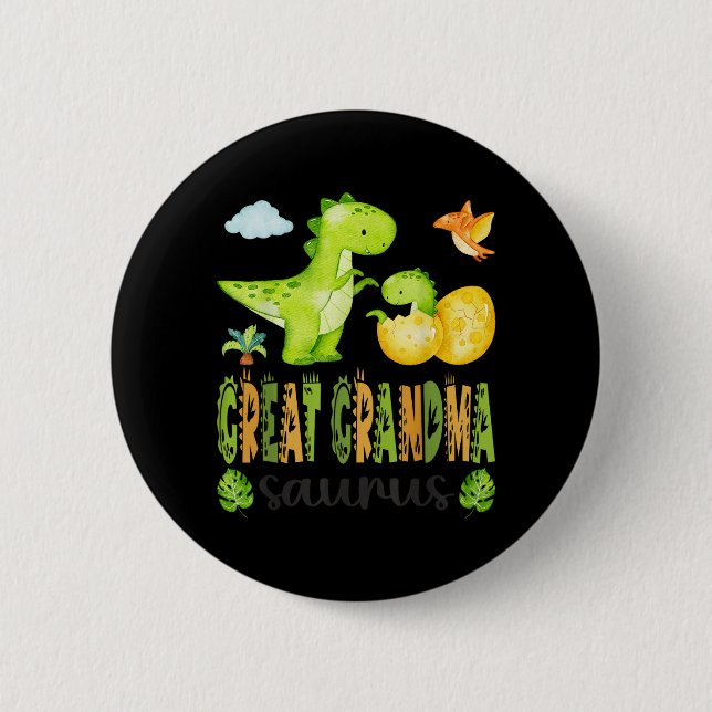 Badge Rond 5 Cm Arrière-mère Saurus T-Rex Dinosaure Assorti (Devant)