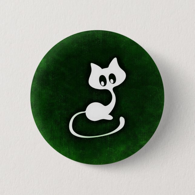 Badge Rond 5 Cm Arrière - plan blanc de vert de chat (Devant)