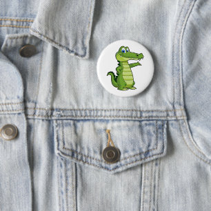Badge Rond 5 Cm Arrière - plan d'alligator de dessin animé