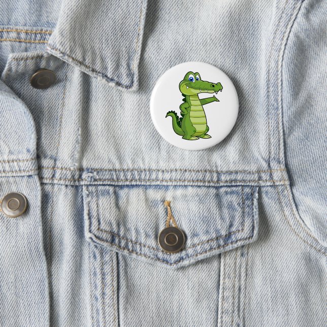 Badge Rond 5 Cm Arrière - plan d'alligator de dessin animé (En situation)