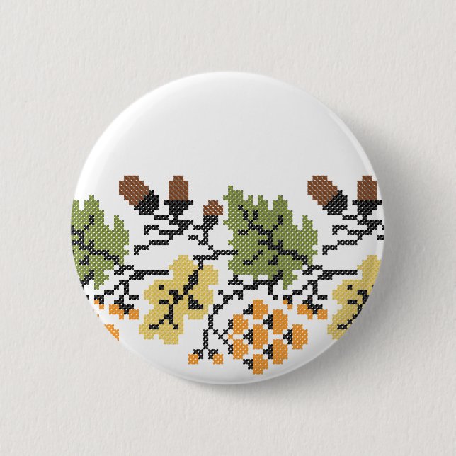 Badge Rond 5 Cm Arrière - plan d'automne de chêne (Devant)