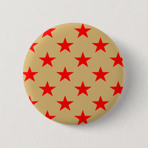Badge Rond 5 Cm Arrière - plan De Beige Et D'Étoiles Rouge