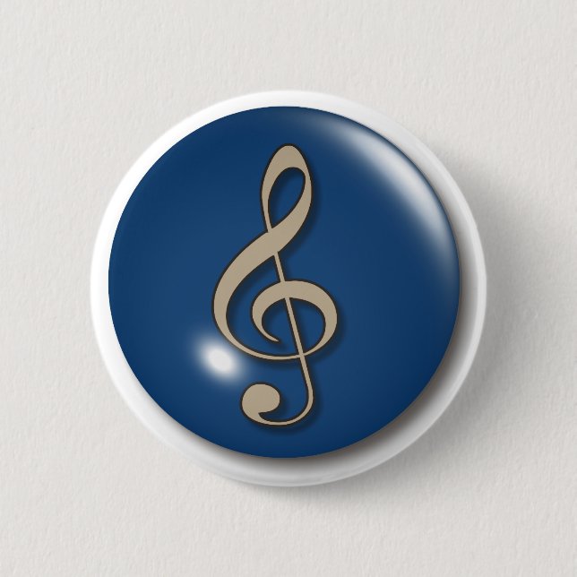 Badge Rond 5 Cm Arrière - plan de bleu de clef triple (Devant)