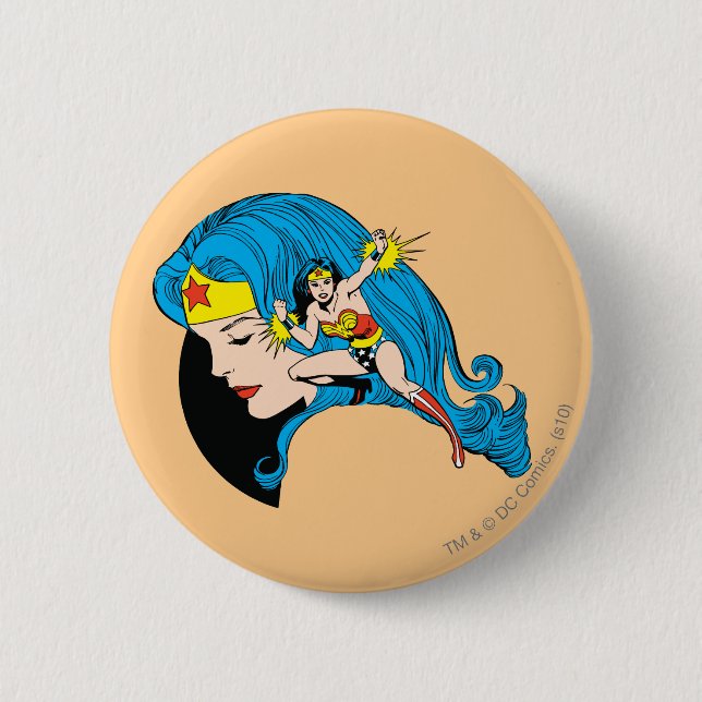 Badge Rond 5 Cm Arrière - plan du profil Wonder Woman (Devant)