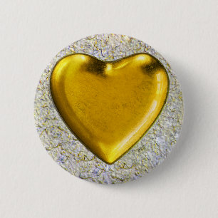 Badge Rond 5 Cm Arrière - plan jaune de mur de coeur