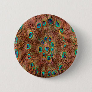 Badge Rond 5 Cm Arrière - plan motif Peacock