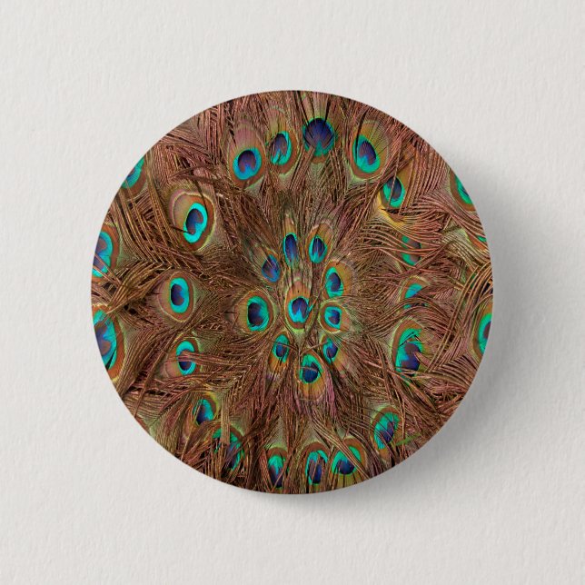 Badge Rond 5 Cm Arrière - plan motif Peacock (Devant)
