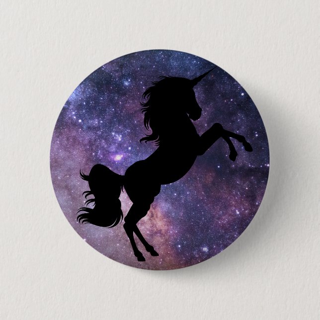 Badge Rond 5 Cm Arrière - plan noir de galaxie de licorne (Devant)