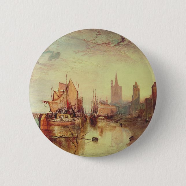 Badge Rond 5 Cm Arrivée d'un bateau à vapeur par Joseph Turner (Devant)
