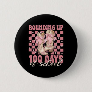 Badge Rond 5 Cm Arrondi à 100 jours d'école ruban coquette rose T