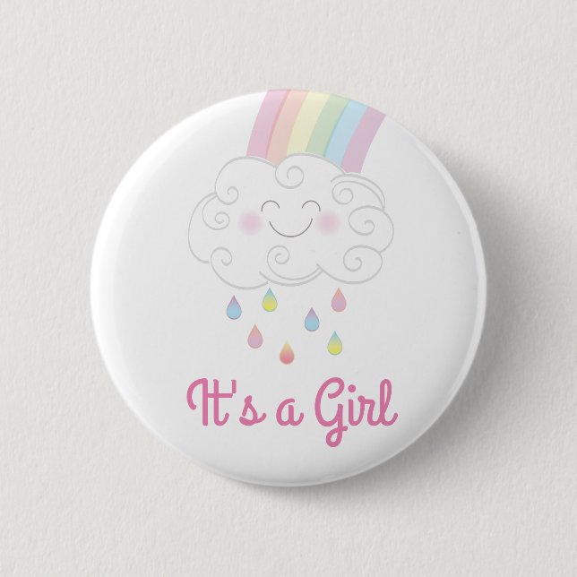 Badge Rond 5 Cm Arrosage baby shower Rainbow Raindrop Cloud (Devant)