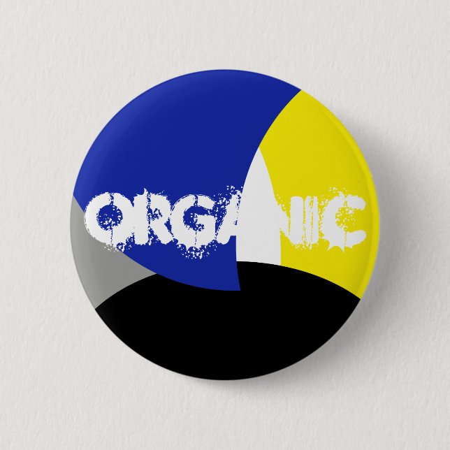 Badge Rond 5 Cm Art Abstrait bleu jaune (Devant)