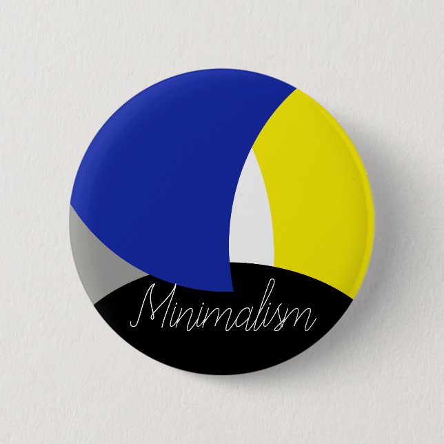 Badge Rond 5 Cm Art Abstrait bleu jaune (Devant)