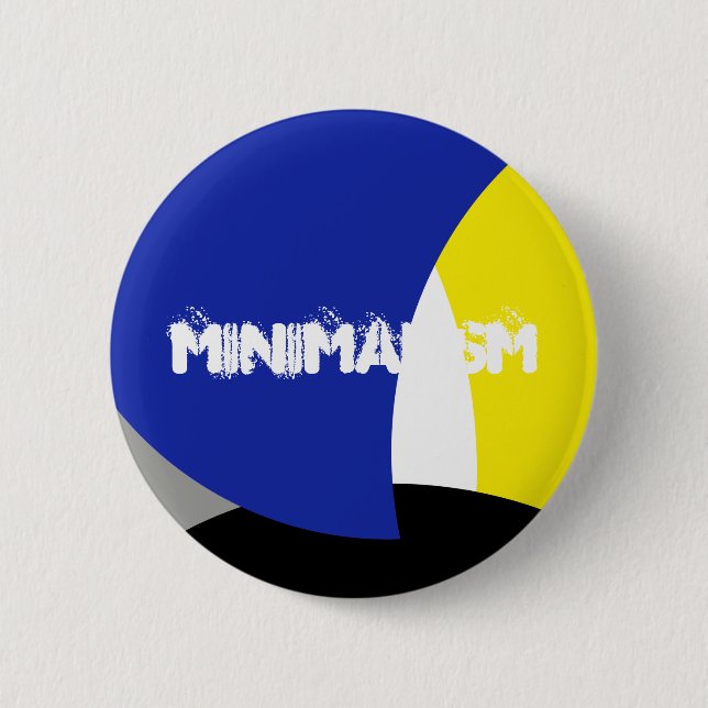 Badge Rond 5 Cm Art Abstrait bleu jaune (Devant)
