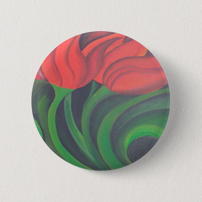 Badge Rond 5 Cm Art Abstrait des Tulipes rouges (Devant)