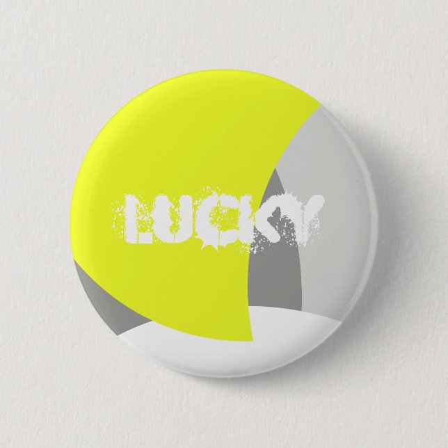 Badge Rond 5 Cm Art Abstrait gris jaune blanc (Devant)